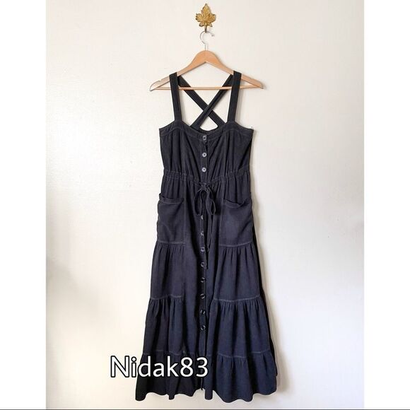 Free People Catch The Breeze Black Tiered Maxi dress Small NWOT - Picture 2 of 8
